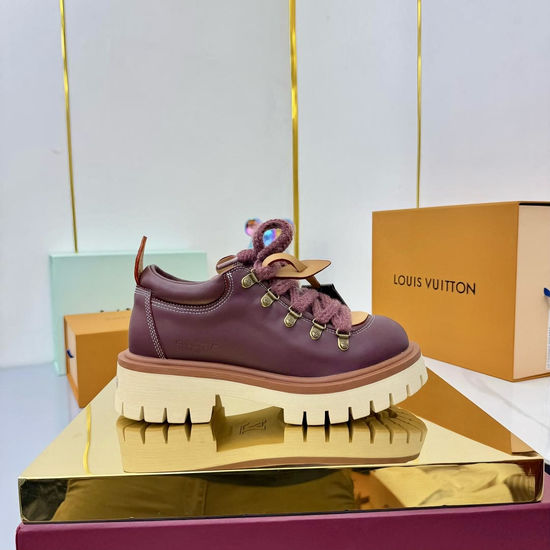 Louis Vuitton Premium Leather Lace-up Thick Sole Loafer Shoes Comfortable