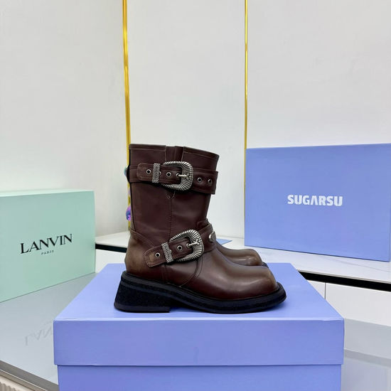 Sugarsu Decorative Buckle Short Boots Durable Rubber Sole Comfortable Fit