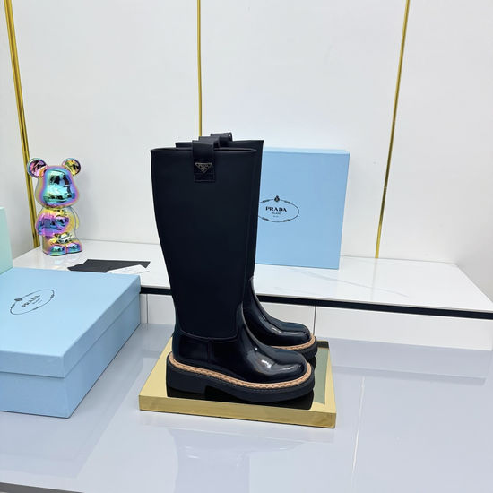 Prada Suede Chunky Sole Motorcycle Combat Boots