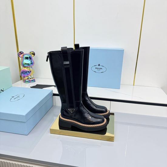 Prada Suede Chunky Sole Motorcycle Combat Boots