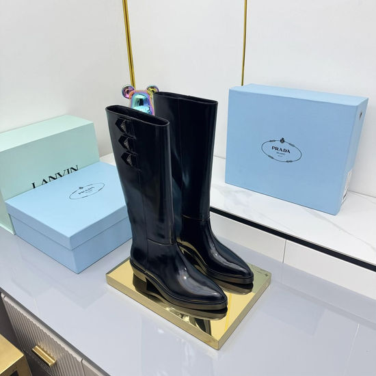 Prada Suede Chunky Sole Motorcycle Combat Boots
