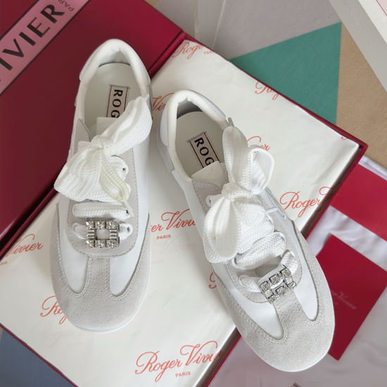 Roger Viver Rhinestone Buckle Casual Sneakers Lightweight Soft Comfortable Shoes