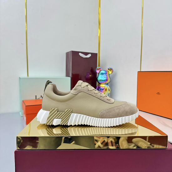 Hermes Classic Casual Comfortable Suede Canvas Chunky Sneakers