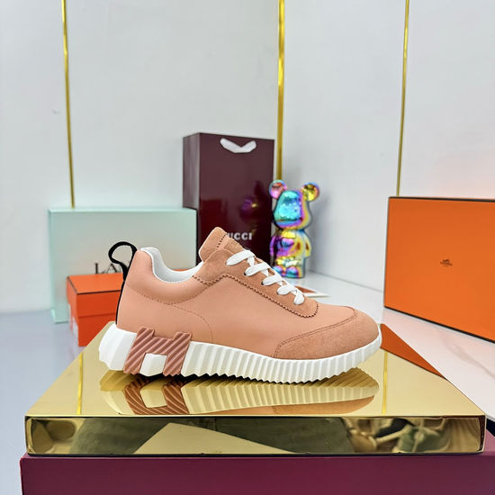Hermes Classic Casual Comfortable Suede Canvas Chunky Sneakers