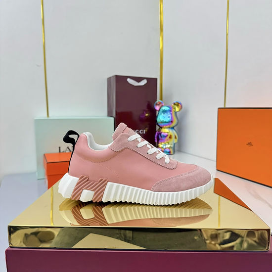 Hermes Classic Casual Comfortable Suede Canvas Chunky Sneakers