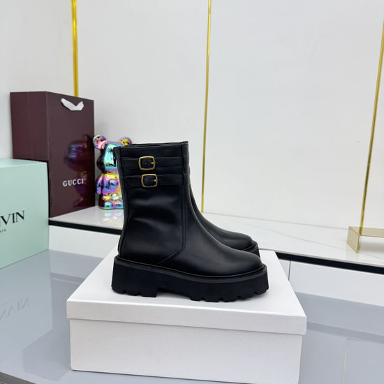 Celine Grain Leather Ankle Boots with Back Zipper Closure
