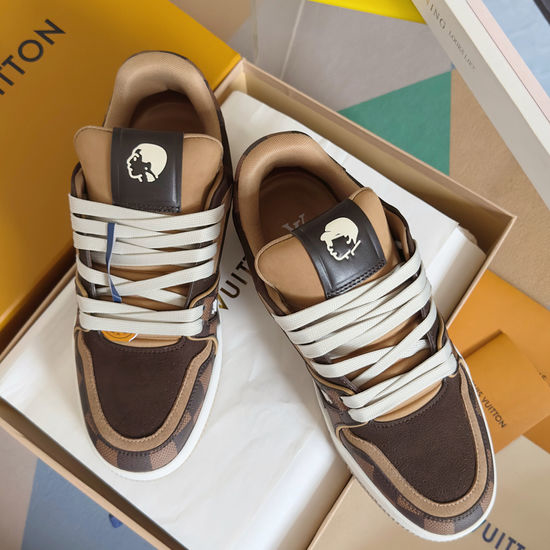 Louis Vuitton LV Premium Leather Retro Casual Fashion Skate Sneakers
