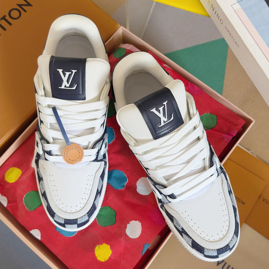 Louis Vuitton LV Premium Leather Retro Casual Fashion Skate Sneakers
