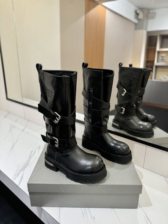 Balenciaga Calfskin High Boots With Adjustable Buckle Straps