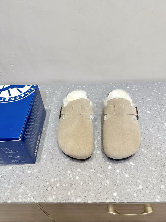Birkenstock Warm Fleece Lined Cork Footbed Slip On Slippers