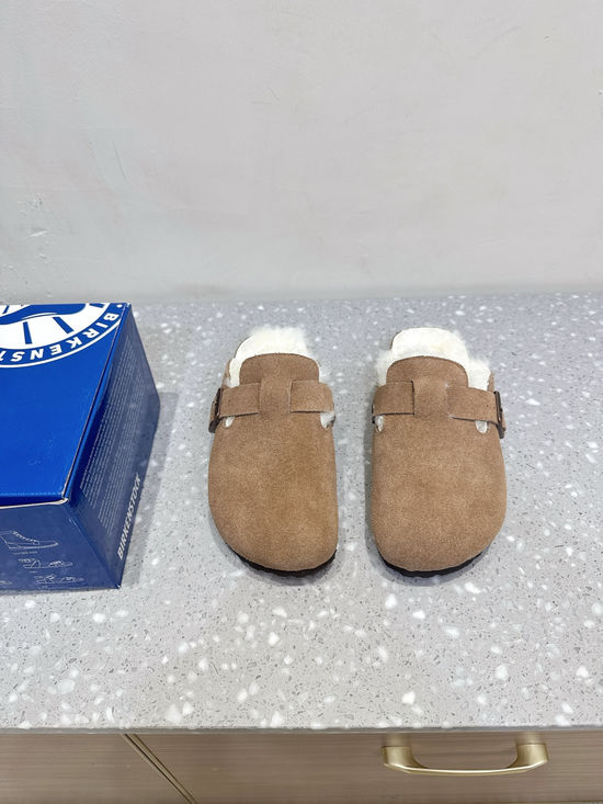 Birkenstock Warm Fleece Lined Cork Footbed Slip On Slippers