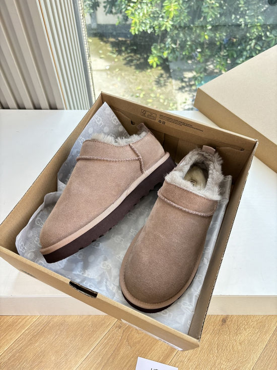 UGG Premium Leather Warm Fleece Lined Comfortable Platform Slippers