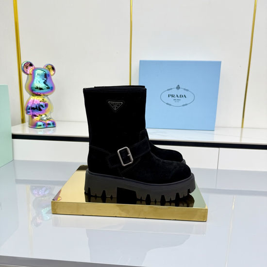 Prada Slip On Ankle Boots Premium Leather Comfortable Casual Boots