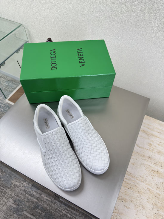 Bottega Veneta White Hand Woven Premium Leather Comfort Loafers