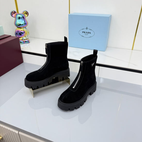 Prada Slip On Ankle Boots Premium Leather Comfortable Casual Boots