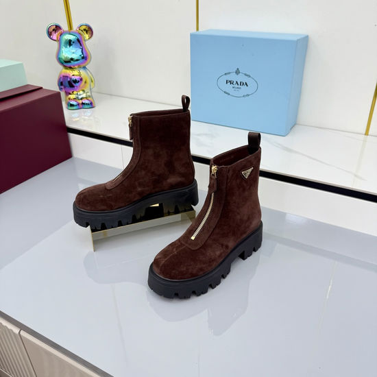 Prada Slip On Ankle Boots Premium Leather Comfortable Casual Boots