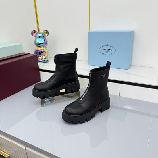 Prada Slip On Ankle Boots Premium Leather Comfortable Casual Boots