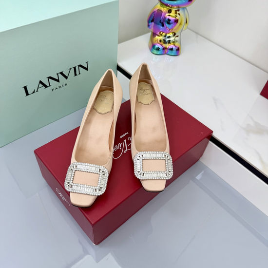 Roger Viver Crystal Buckle Satin Kitten Heel Slingback Pumps