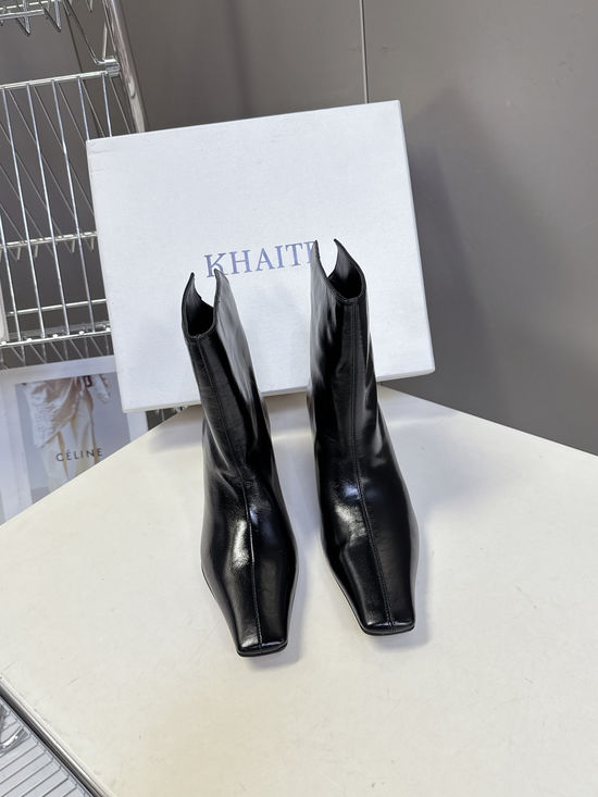 Khaite Vintage Pointed Toe Block Heel Fashion Ankle Boots