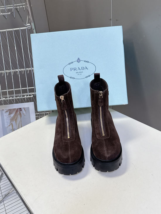 Prada Triangle Logo Slip On Ankle Boots Non Slip Sole