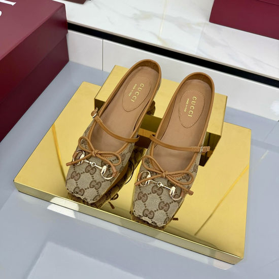 Gucci Rhinestone Decor Canvas Loafers Comfortable Slip On Mules