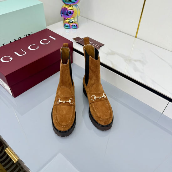 Gucci Lace-up Martin Boots with Genuine Leather Upper