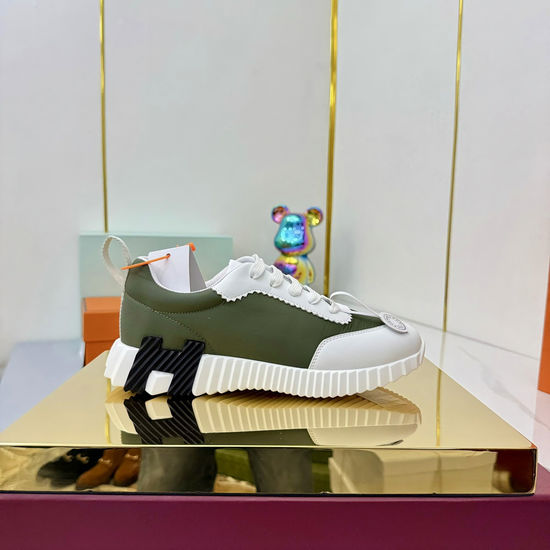 Hermes Suede Canvas Casual Athletic Shoes Comfortable Walking Sneakers