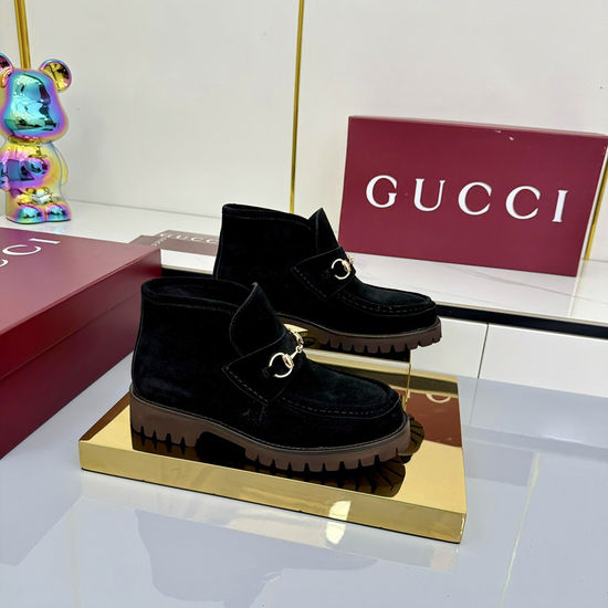 Gucci Lace-up Martin Boots with Genuine Leather Upper