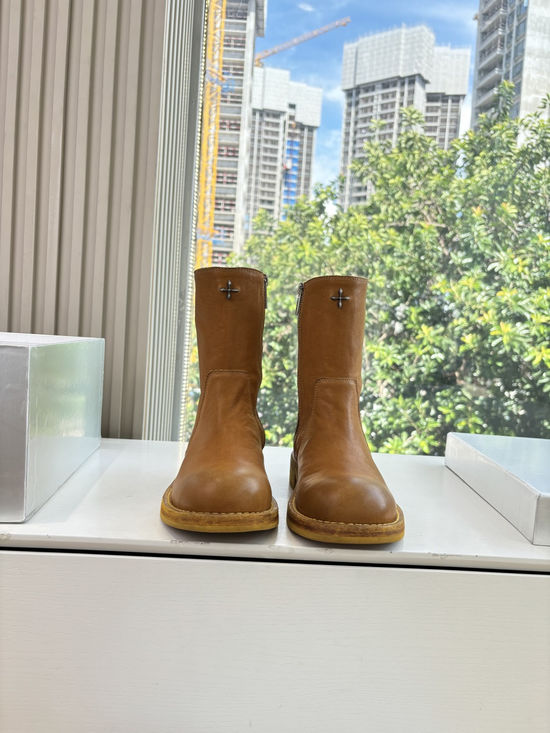 SMFK Waxed Yellow Genuine Leather Goodyear Welt Sturdy Chelsea Boots