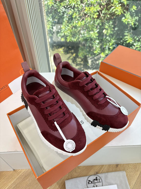 Hermes Premium Leather Comfortable Versatile Casual Sneakers Fashionable