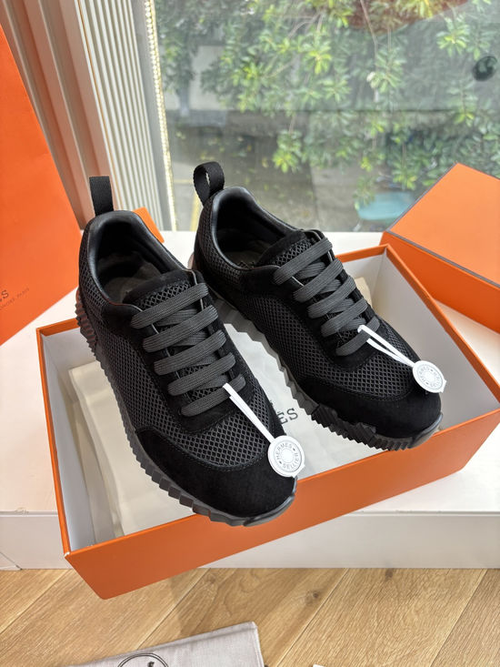 Hermes Breathable Leather Mesh Upper Comfortable Casual Sneakers Durable