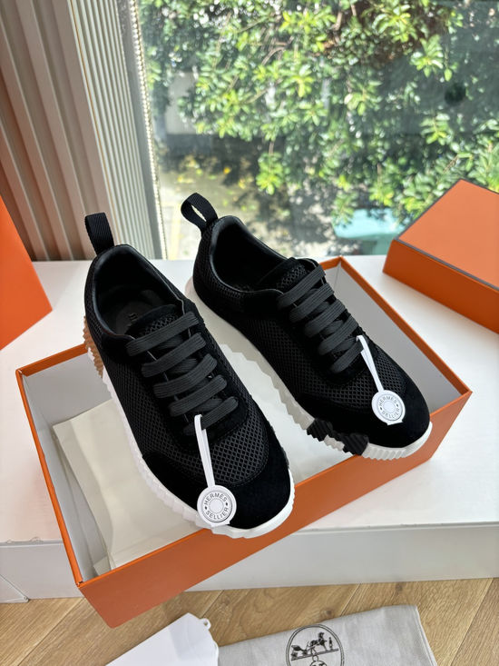 Hermes Breathable Leather Mesh Upper Comfortable Casual Sneakers Durable