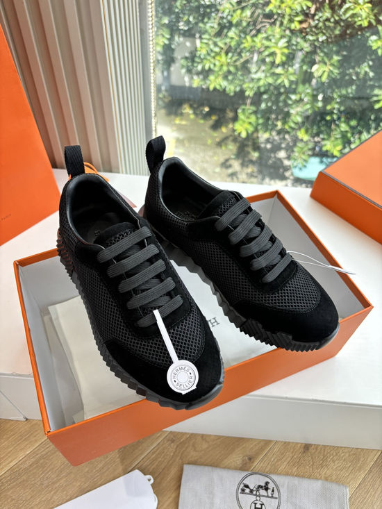 Hermes Breathable Leather Mesh Upper Comfortable Casual Sneakers Durable
