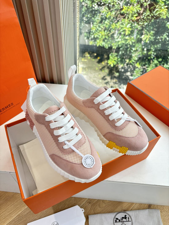 Hermes Breathable Leather Mesh Upper Comfortable Casual Sneakers Durable