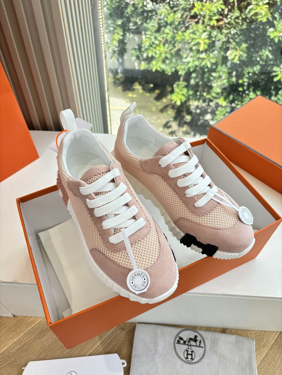 Hermes Breathable Leather Mesh Upper Comfortable Casual Sneakers Durable