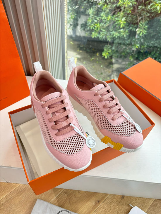 Hermes Breathable Leather Mesh Upper Comfortable Casual Sneakers Durable