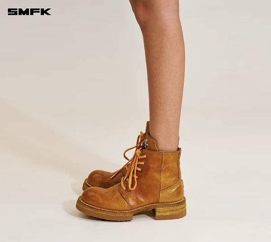 SMFK Waxed Yellow Genuine Leather Goodyear Welt Sturdy Chelsea Boots