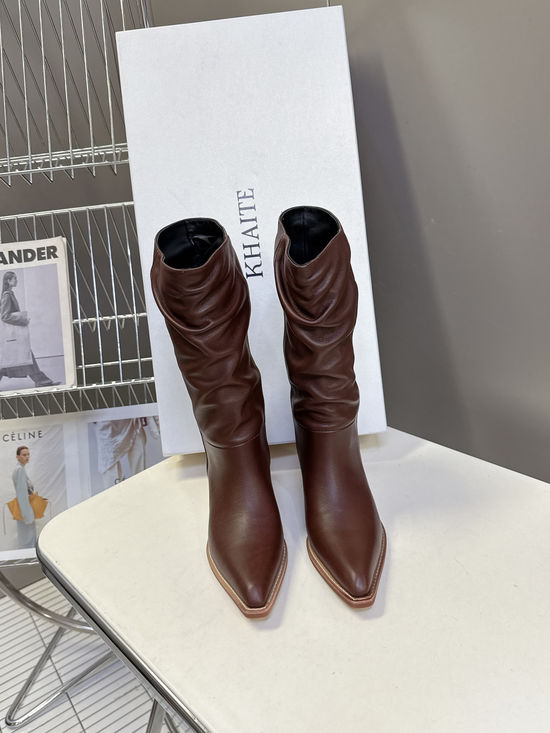 Khaite Elegant Pointed Toe Knee High Fashion Boots
