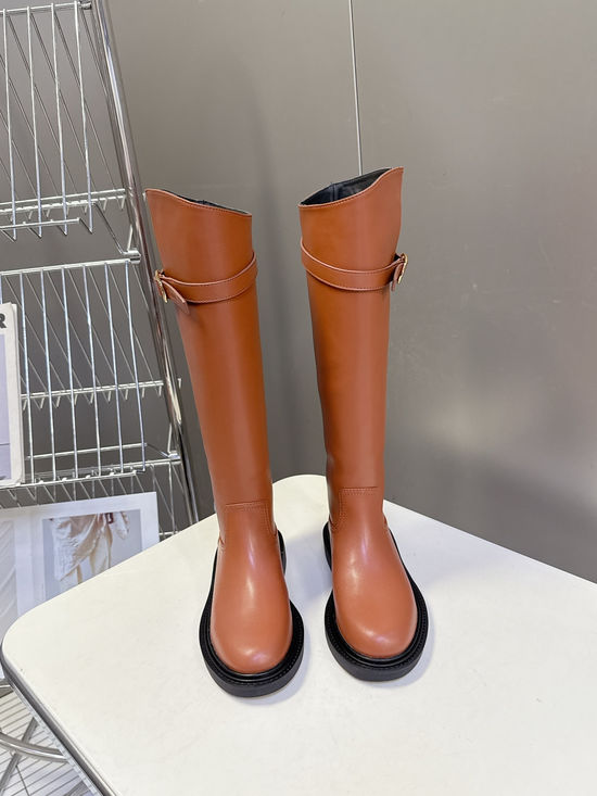 Celine Vintage Style Cowhide Leather Low Heel Ankle Boots