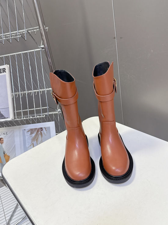 Celine Vintage Style Cowhide Leather Non-slip Short Boots