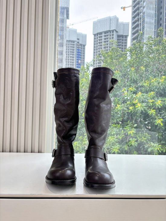 Prada Genuine Leather Chelsea Riding Boots With Non-slip Sole