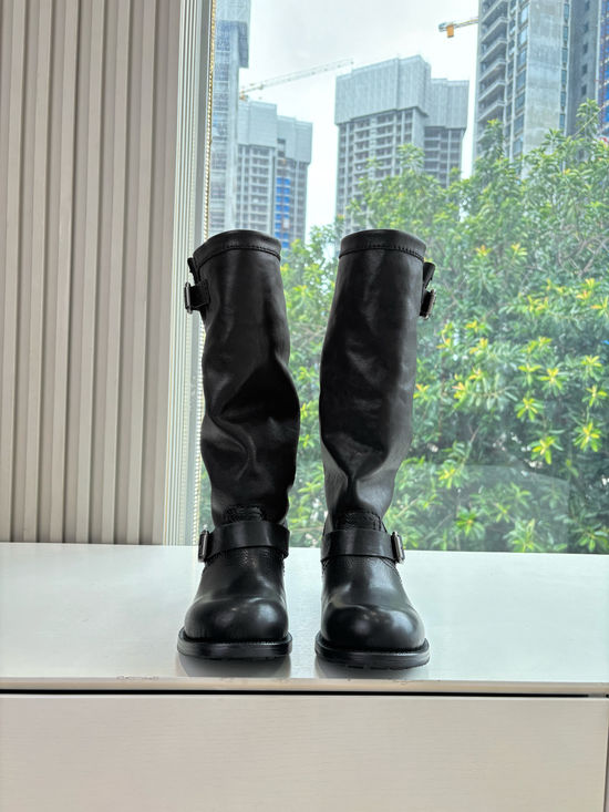 Prada Genuine Leather Chelsea Riding Boots With Non-slip Sole