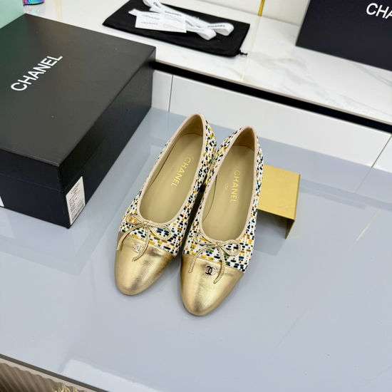 Chanel Classic Two Tone Genuine Leather Ballet Flats