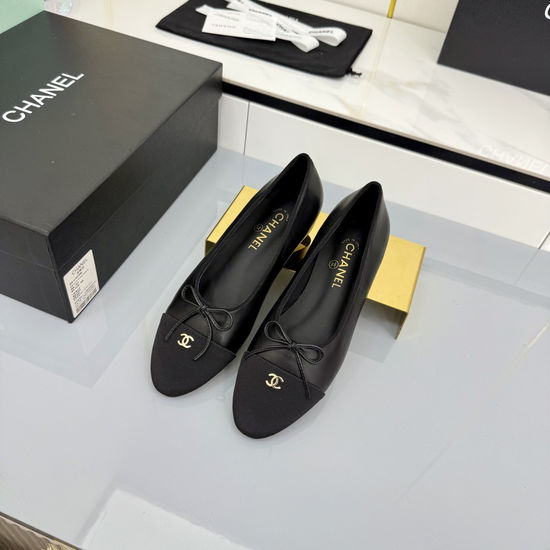Chanel Classic Two Tone Genuine Leather Ballet Flats