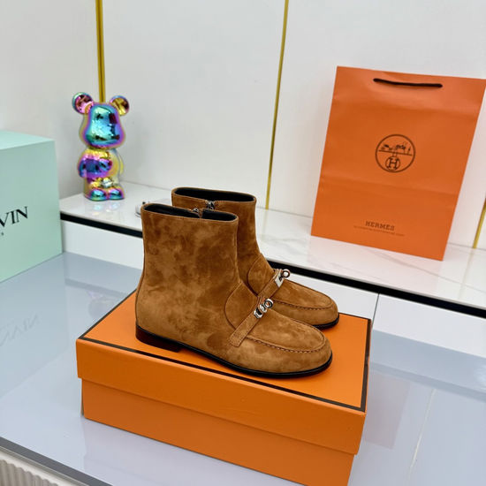 Hermes Classic Buckle Short Boots Soft Leather Lining