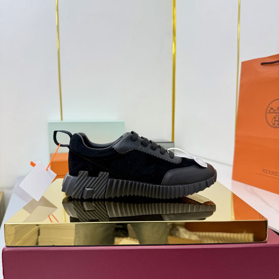 Hermes Suede Canvas Casual Athletic Shoes Comfortable Walking Sneakers