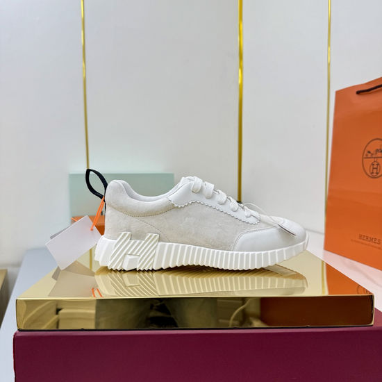Hermes Suede Canvas Casual Athletic Shoes Comfortable Walking Sneakers