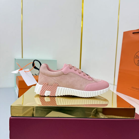 Hermes Suede Canvas Casual Athletic Shoes Comfortable Walking Sneakers