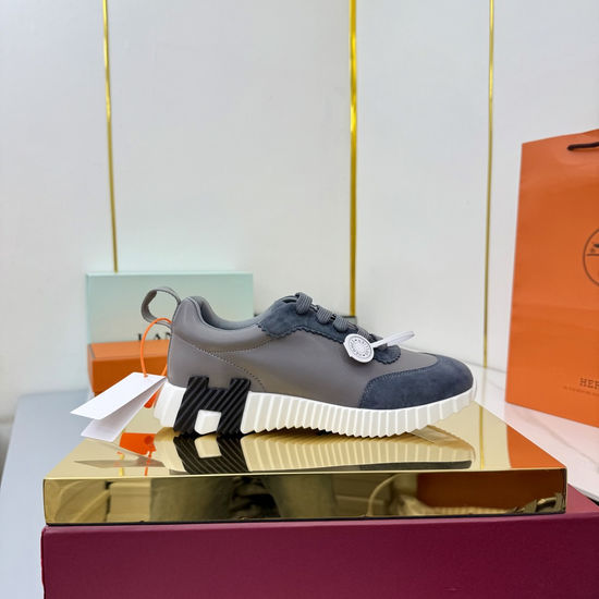 Hermes Suede Canvas Casual Athletic Shoes Comfortable Walking Sneakers