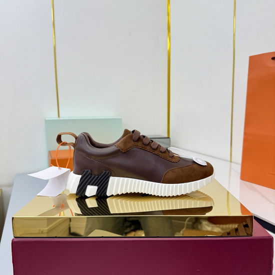 Hermes Suede Canvas Casual Athletic Shoes Comfortable Walking Sneakers